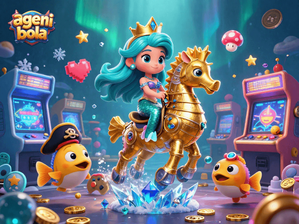Engage in thrilling action at agen judi bola with a colorful 3D gambling-themed digital illustration featuring enchanting characters.