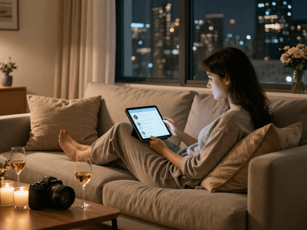 Gái gọi kết nối người dùng trong không gian sống ấm cúng.