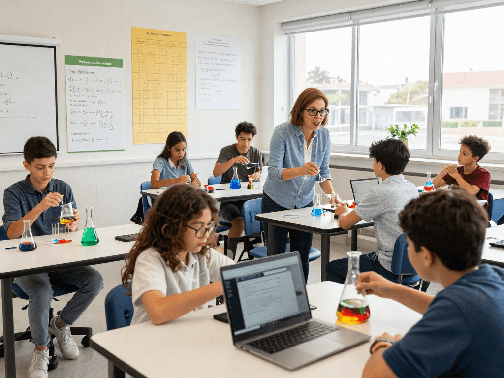 Engaged students in vibrant classroom exploring tuition classes near me through hands-on activities.
