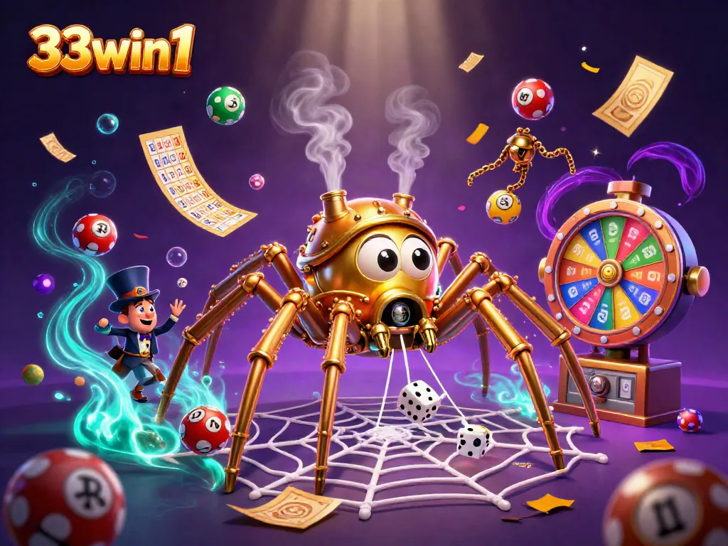 Experience thrilling chances with 33win1 in this vibrant casino illustrated scene.