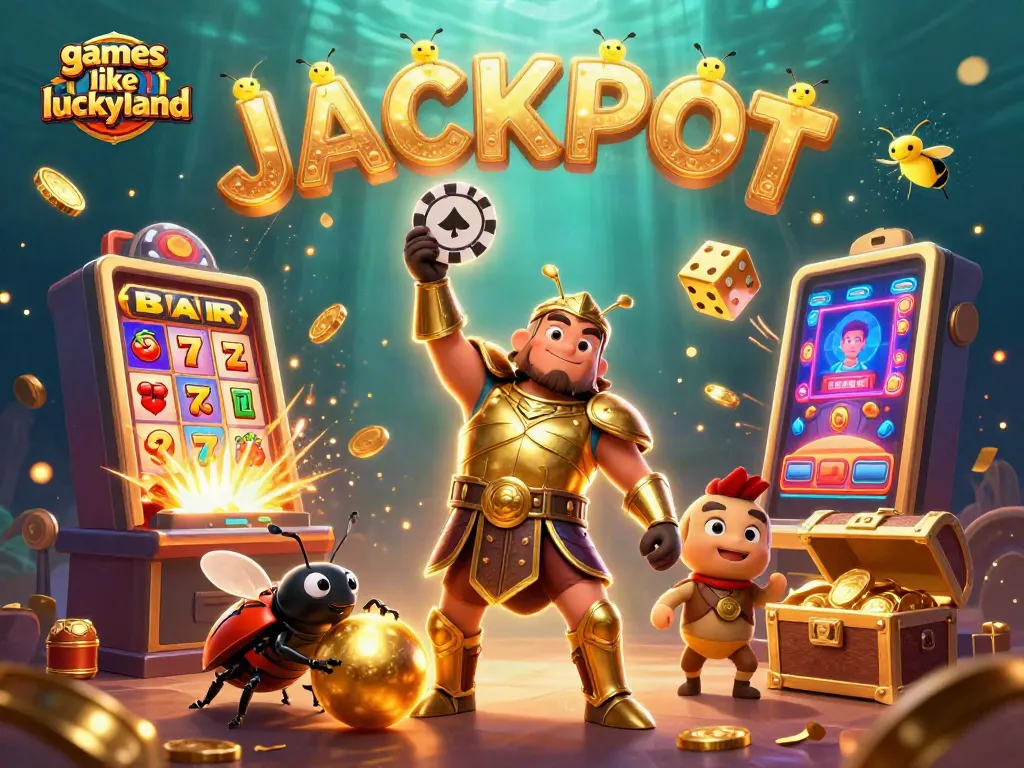 Experience fun with games like LuckyLand in vibrant casino action featuring 3D beetles and jackpots.