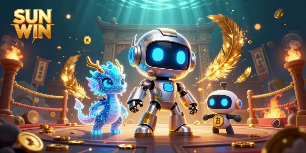 Engage in thrilling gameplay at SUN WIN with dynamic gaming elements and a vibrant 3D illustration.