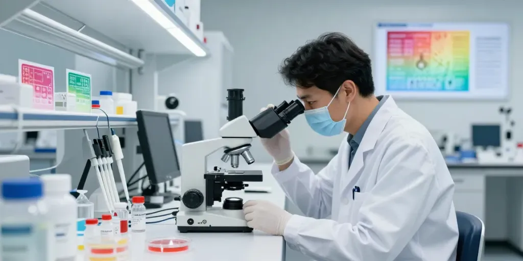 GHK-Cu KPV blend research being conducted in a modern laboratory setting.