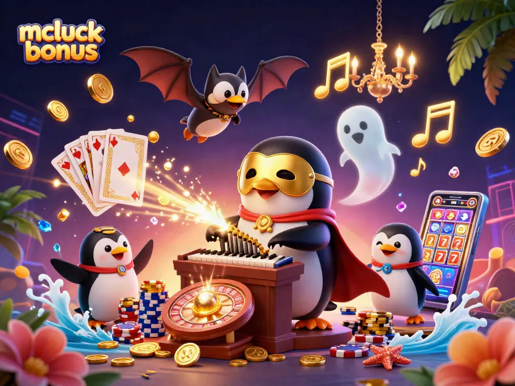 Experience the thrill of the mcluck bonus with winning coins cascading from a vibrant casino scene.