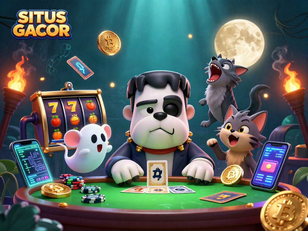 Experience thrilling gameplay at SITUS GACOR with a vibrant casino scene featuring iconic characters.