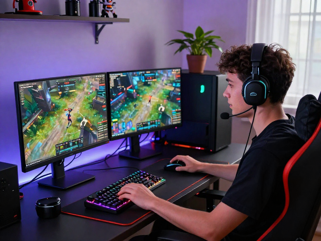 Engaging gaming setup showing vibrant displays and accessories, ideal for accessing https://springshall.org/renting/.