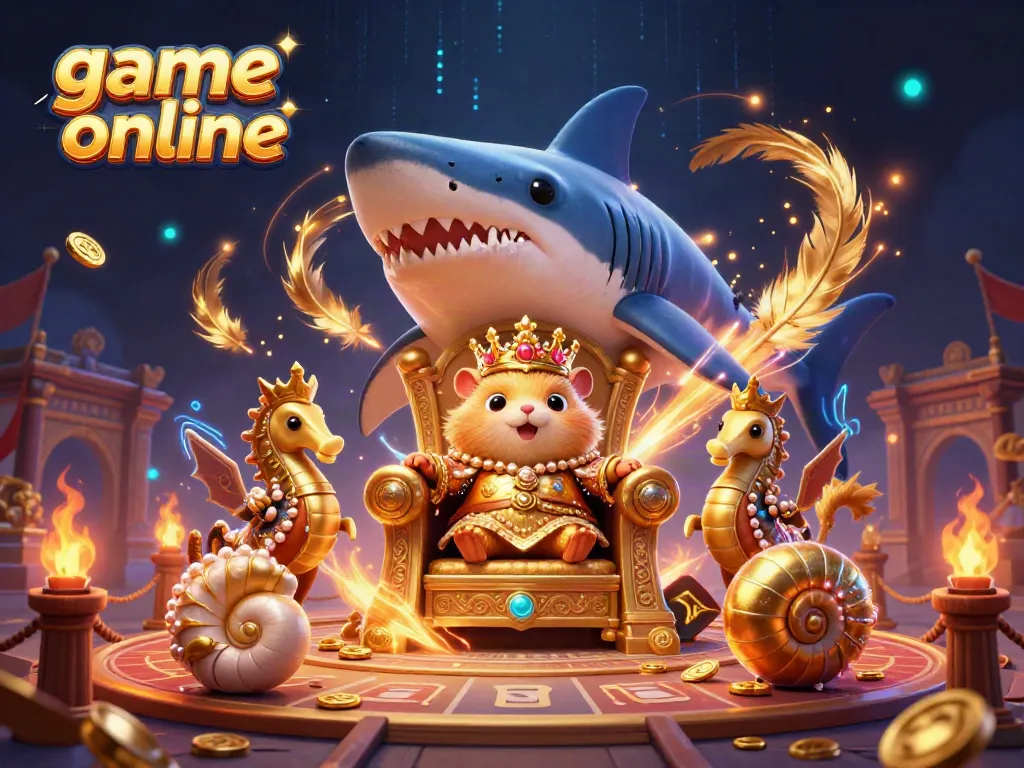 Experience the ultimate game online thrills with a golden hamster king and mystical underwater guardians at a vivid casino arena.
