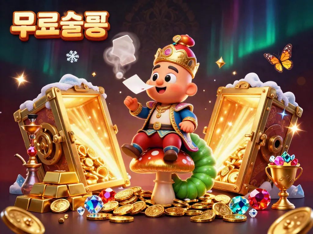 Experience exciting 무료슬롯 gameplay with a vibrant and dynamic casino-themed illustration featuring a whimsical caterpillar and golden treasures.