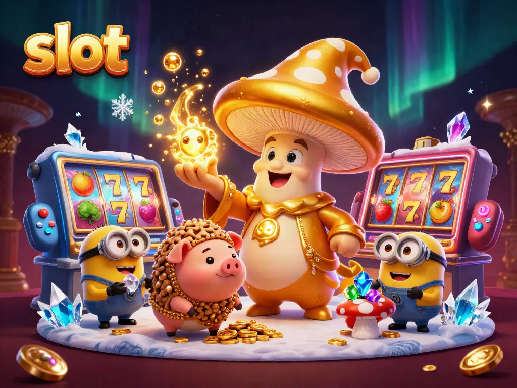 Engage with exciting slot game adventures in this vibrant 3D illustration featuring magical elements.