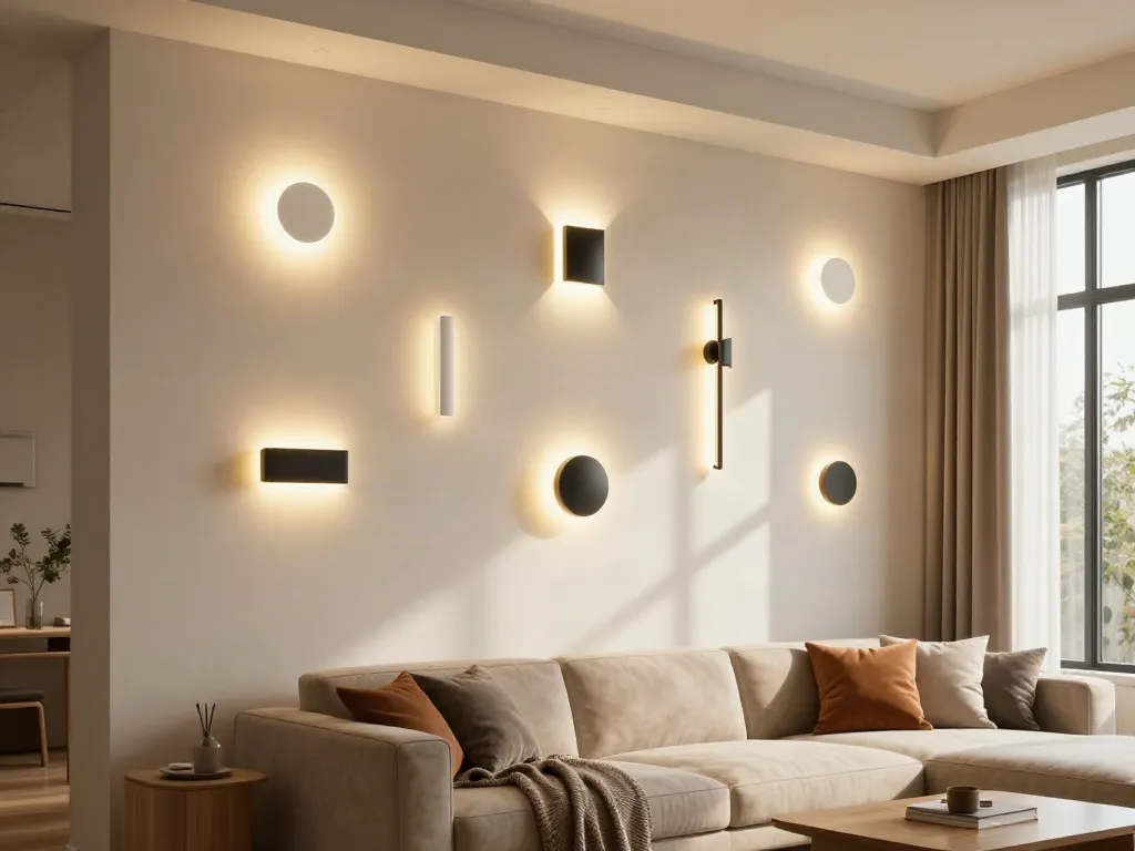 Aplice LED instalate în interior modern, servicii locale de iluminat.