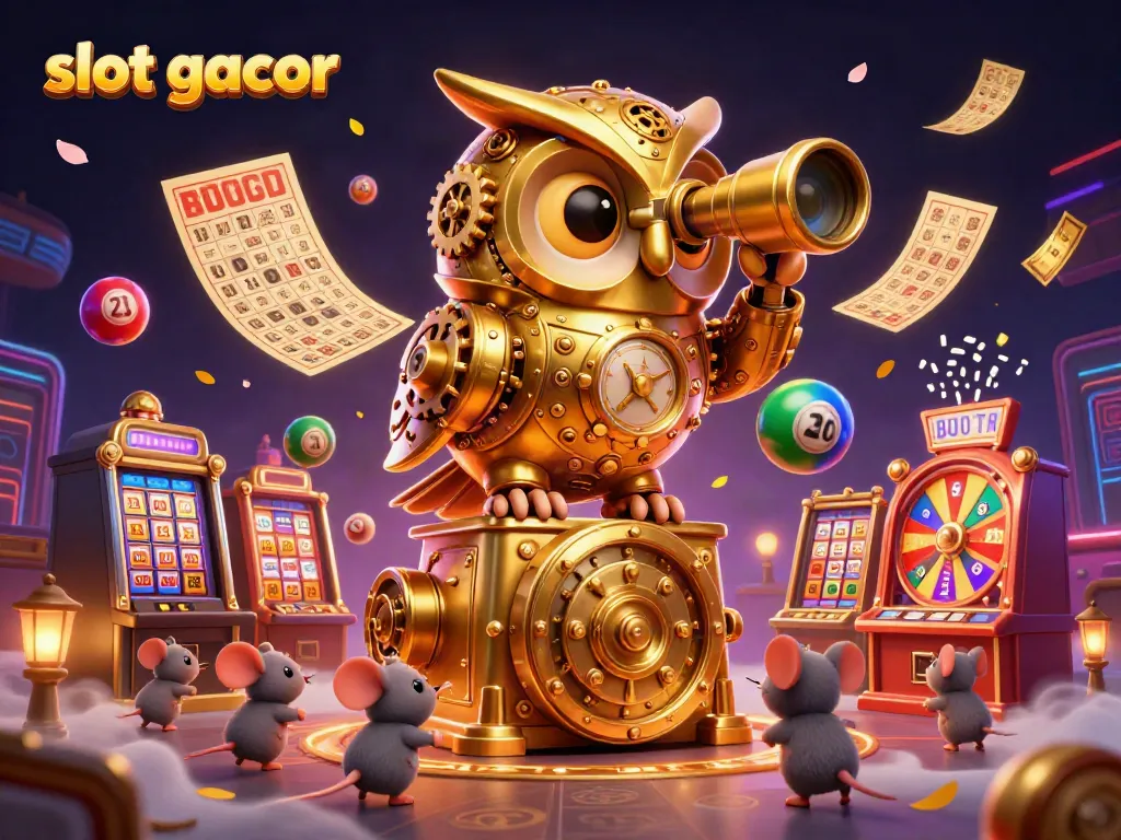 Experience thrilling slot gacor gameplay with a lively 3D scene filled with vibrant casino elements.