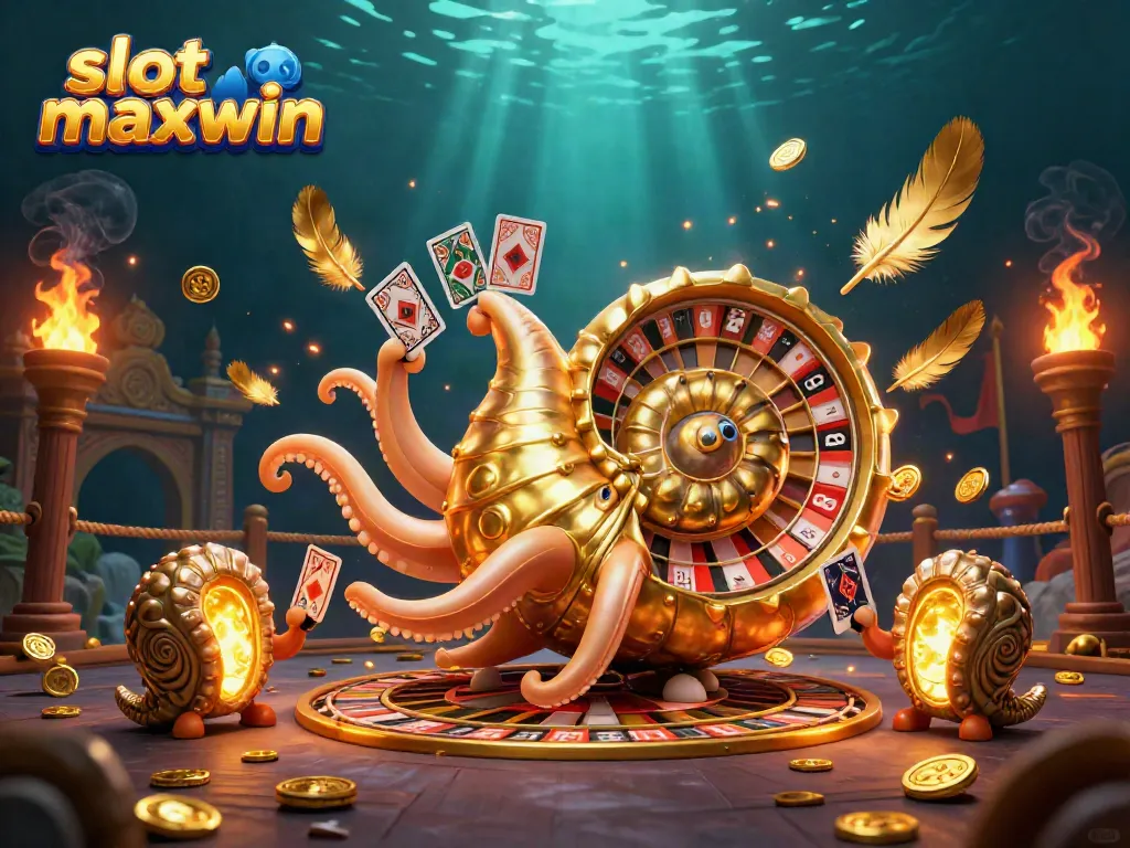 Experience exciting gameplay with slot maxwin amidst shimmering gold coins and fire effects in this dynamic casino scene.