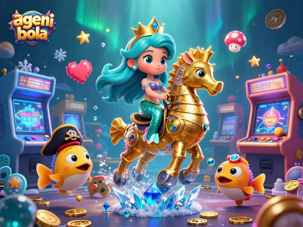 Engage in thrilling action at agen judi bola with a colorful 3D gambling-themed digital illustration featuring enchanting characters.