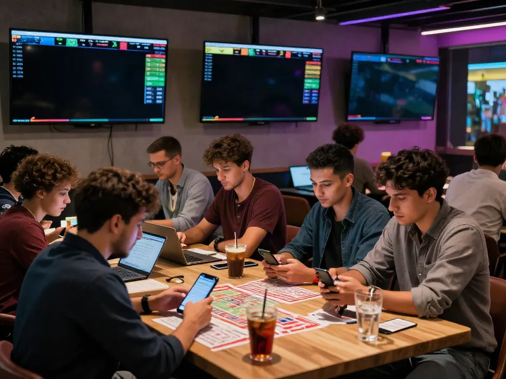 WWBOLA sports betting lounge filled with energetic bettors engaging with live soccer matches on screens.